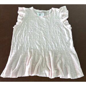 Loft Pink Ruffle Sleeve Peplum Top Womens L Cotton Blend New